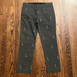 Polo Ralph Lauren Grey Tuxedo Teddy Bear Slim Fit Pants
